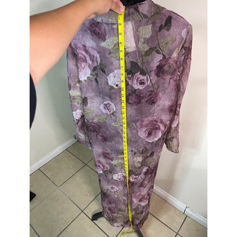 midnight velvet Vintage Floral Jacket  Long Pink Cottagecore Rose size 16 - Picture 6 of 11